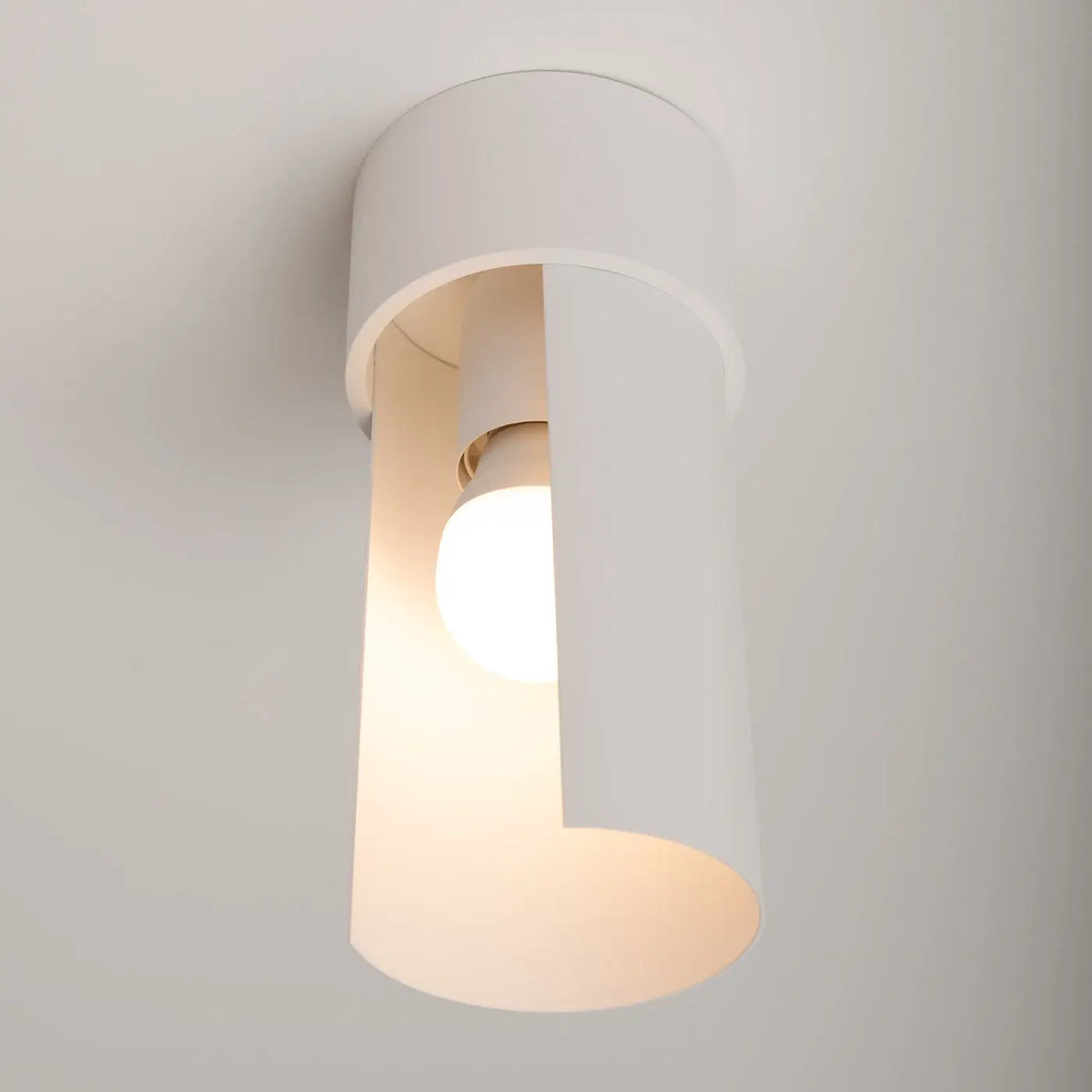 Plafonnier cylindre en acier blanc mat, ouverture orientable