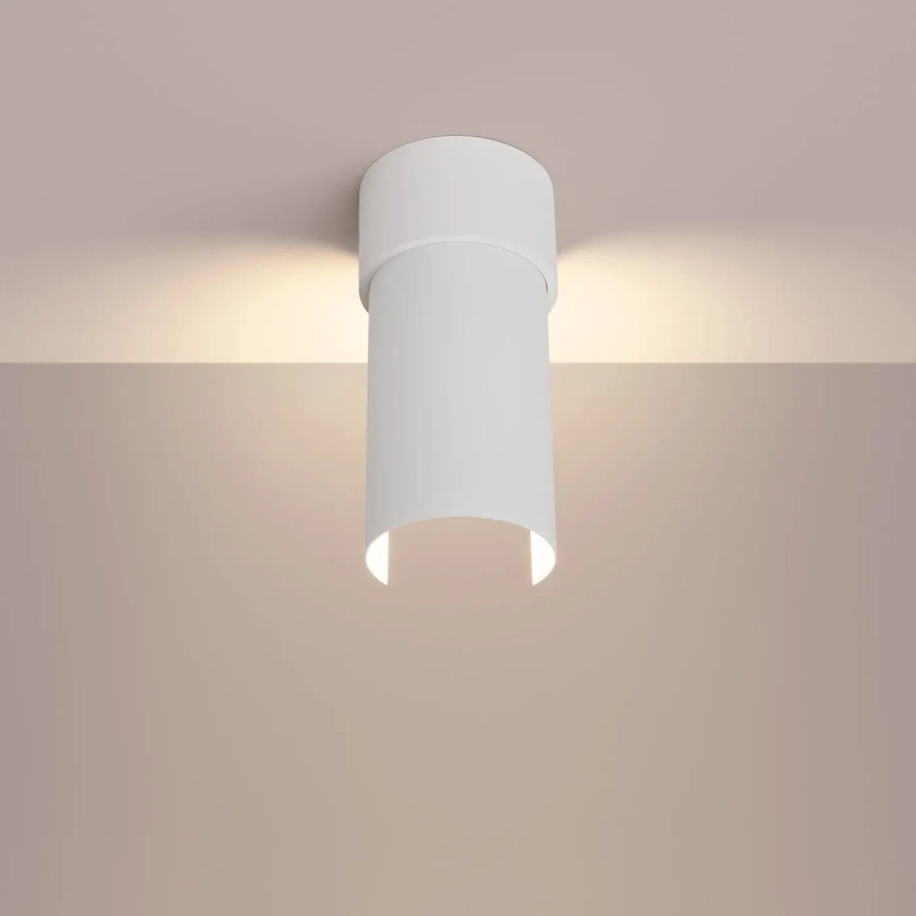 Plafonnier cylindre en acier blanc mat, ouverture orientable