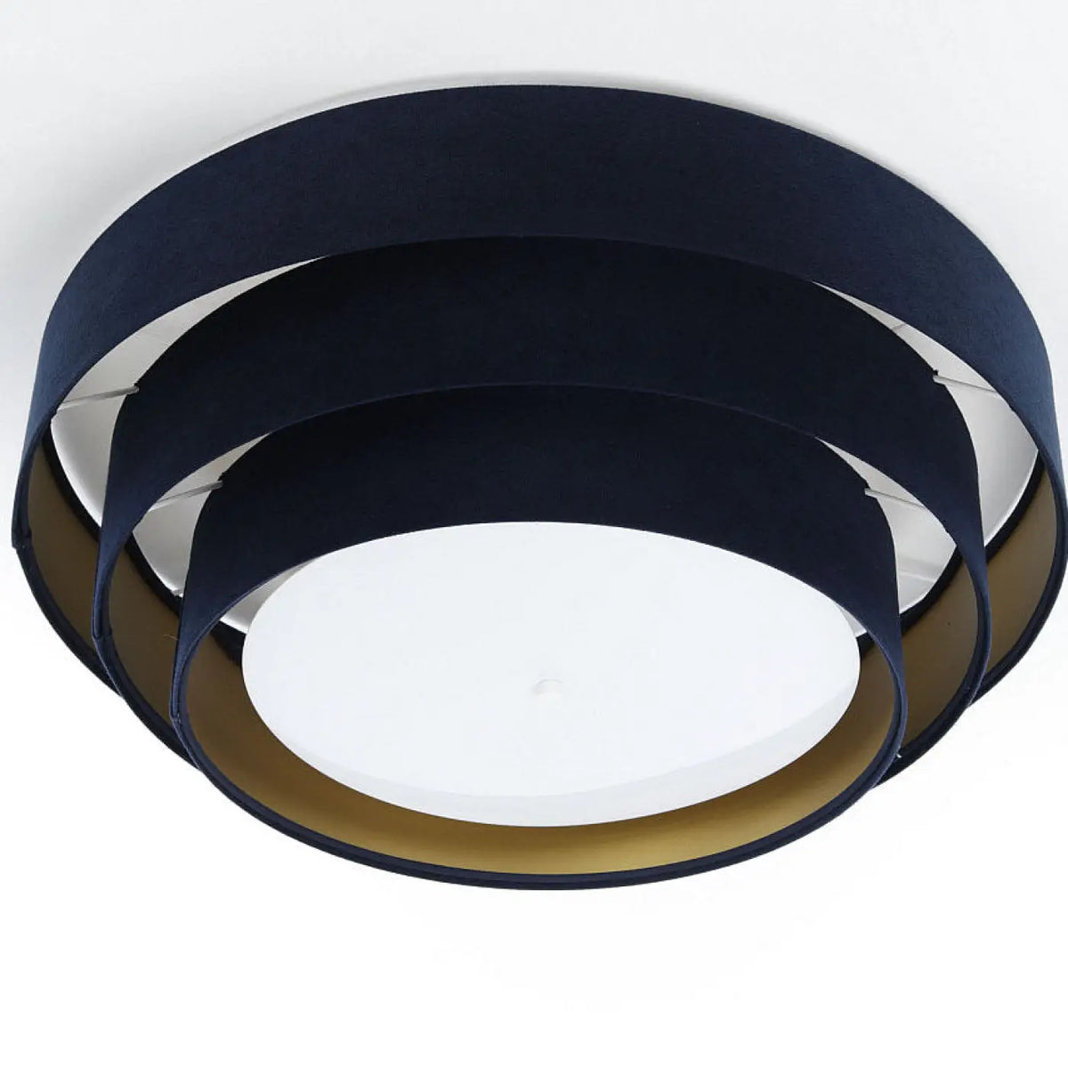 Plafonnier en velours bleu marine, intérieur doré, 60 cm