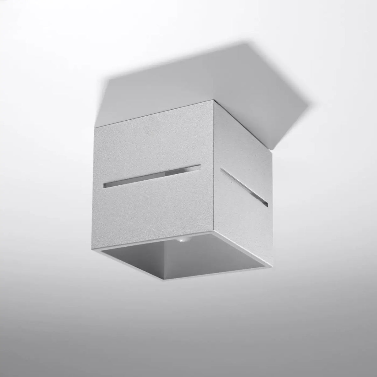 Plafonnier cube en aluminium à fentes lumineuses, 1 ou 2 ampoules, gris