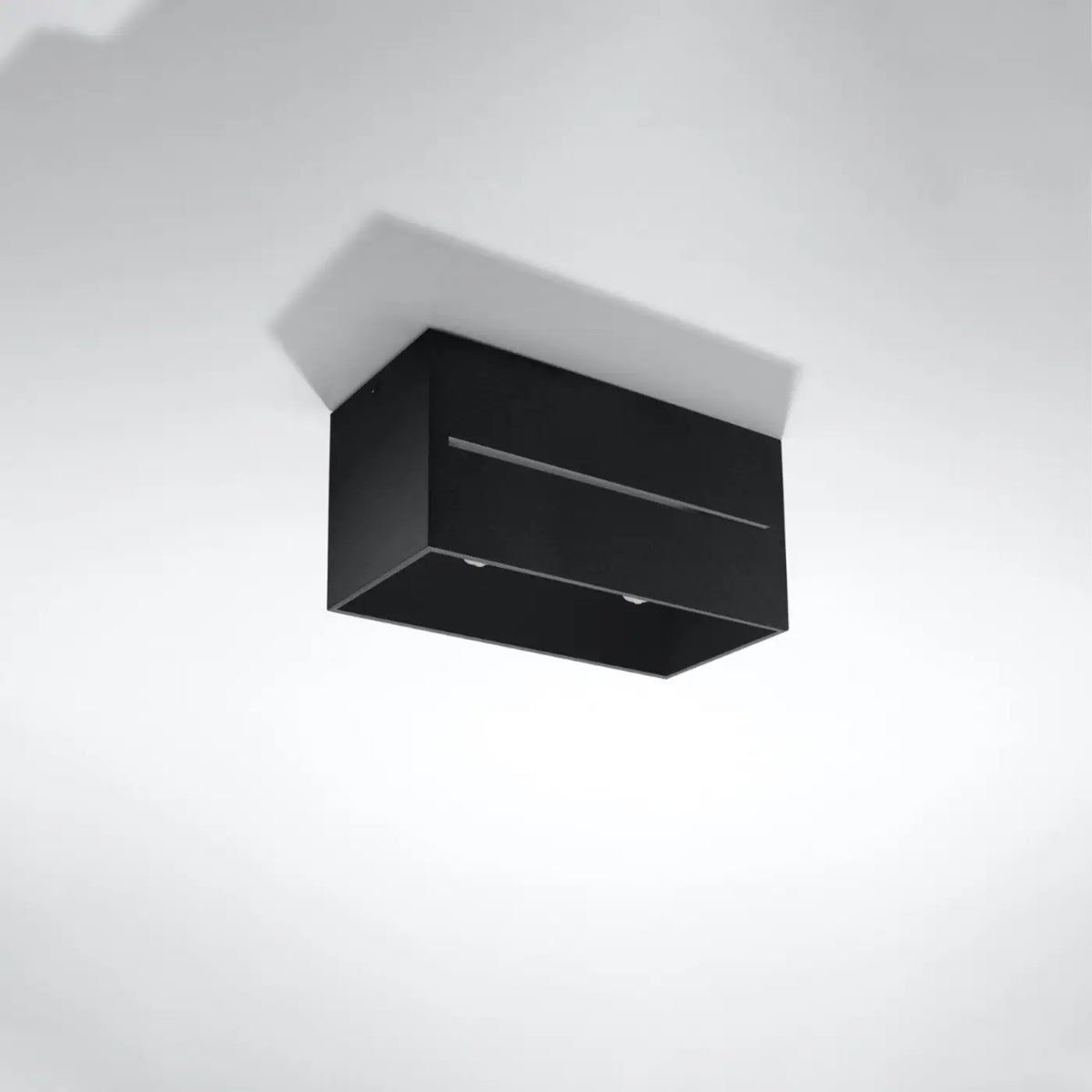 Plafonnier cube en aluminium à fentes lumineuses, 1 ou 2 ampoules, noir