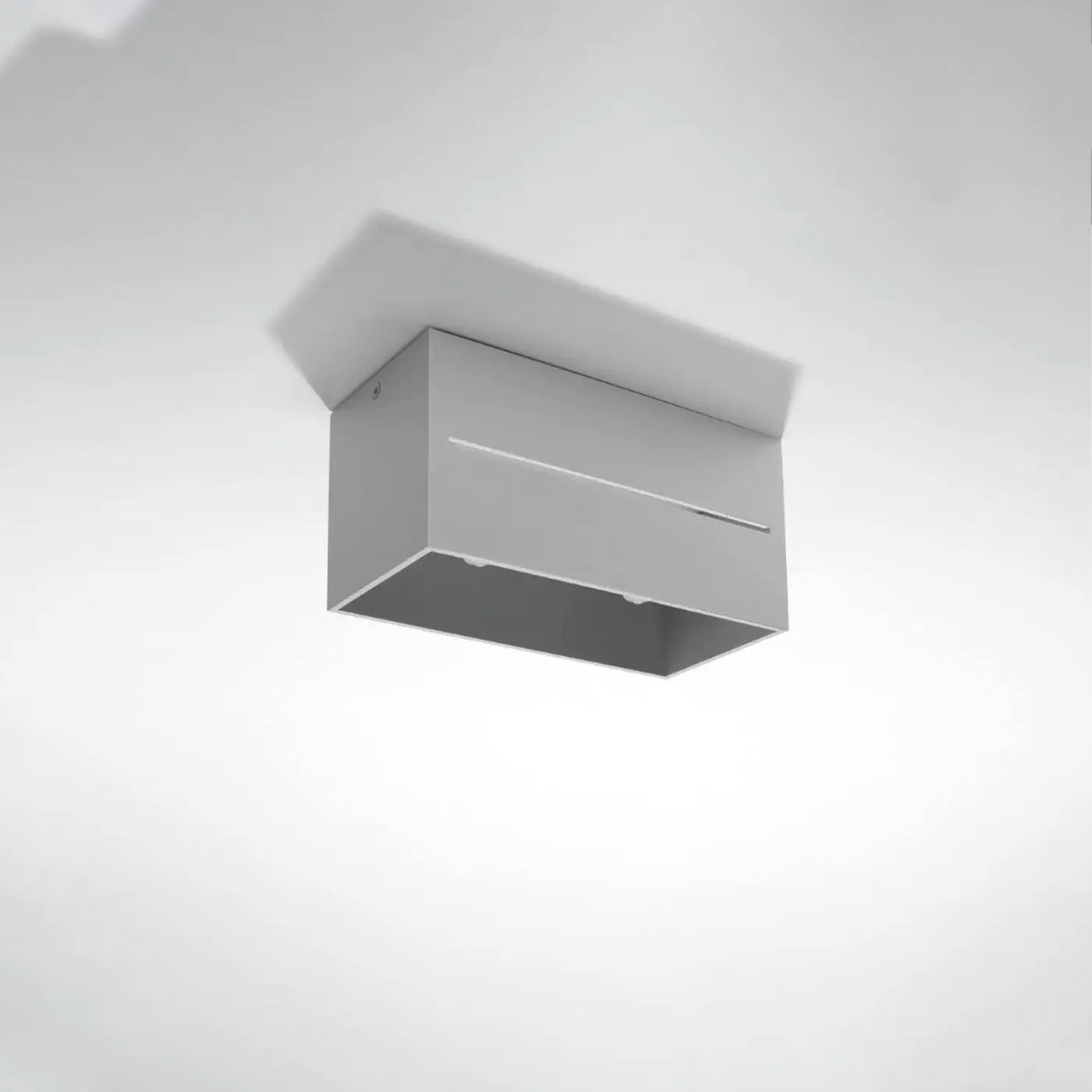 Plafonnier cube en aluminium à fentes lumineuses, 1 ou 2 ampoules, gris