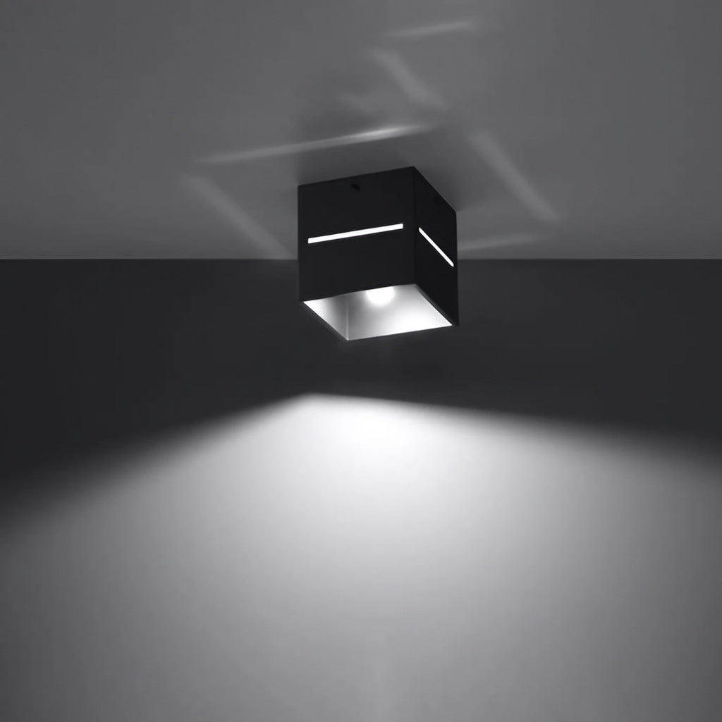 Plafonnier cube en aluminium à fentes lumineuses, 1 ou 2 ampoules