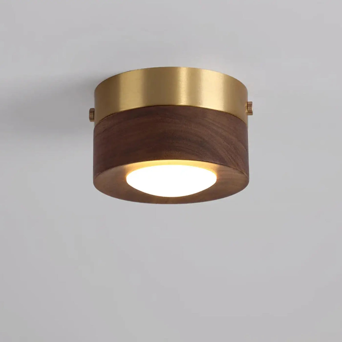 Plafonnier minimaliste bois et laiton, deux modèles, beige ou marron