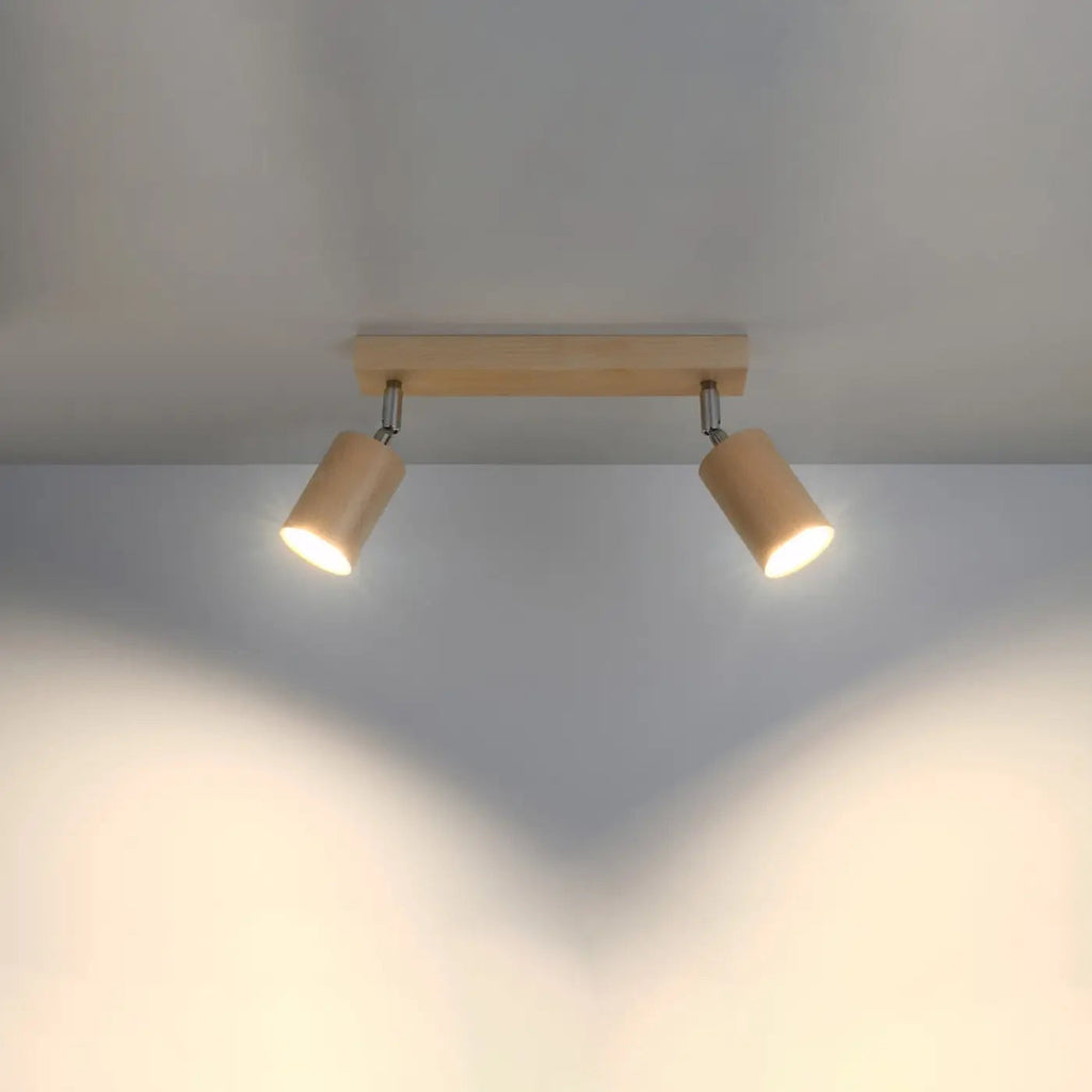 Plafonnier en bois naturel à spots orientables, de 2 à 6 spots