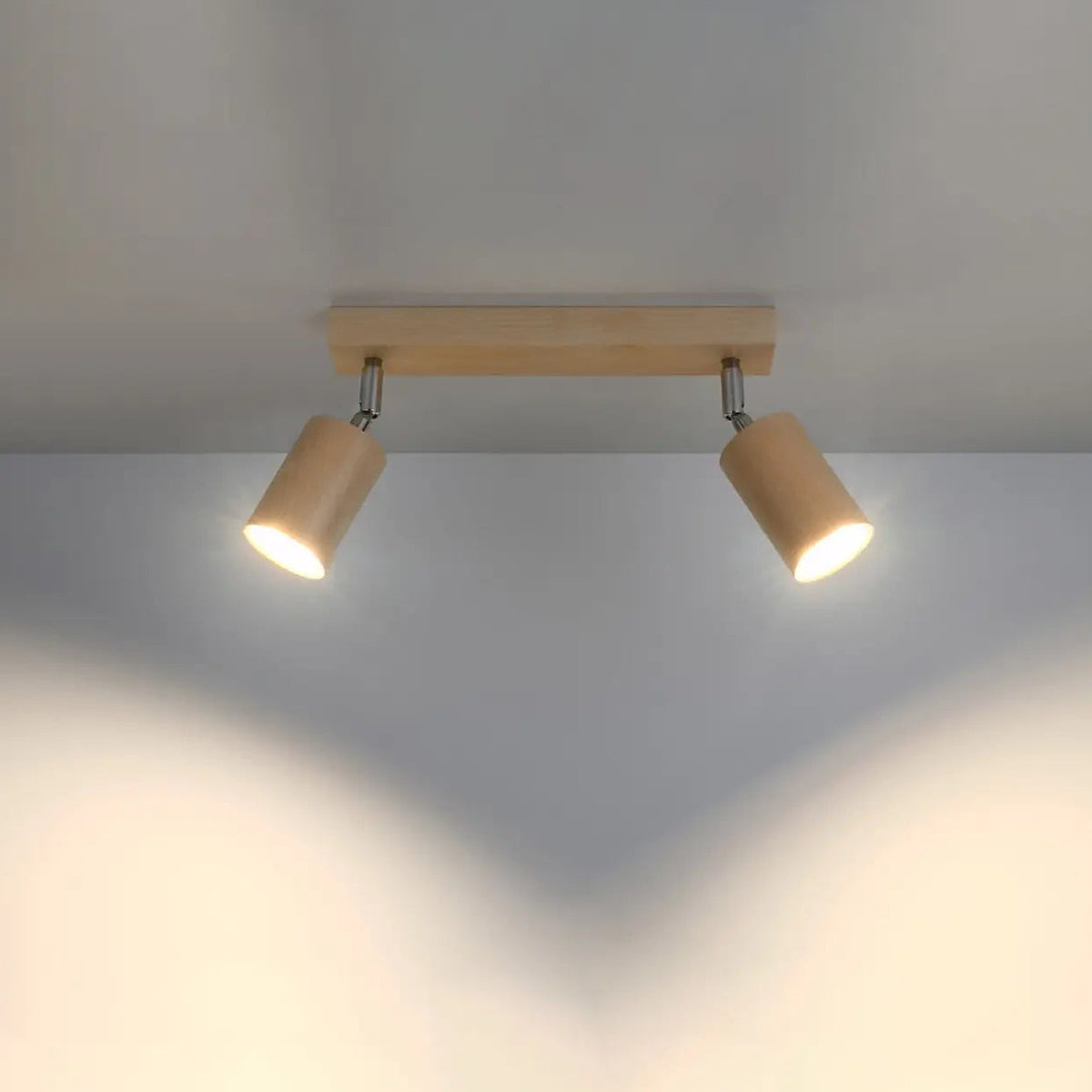 Plafonnier en bois naturel à spots orientables, de 2 à 6 spots
