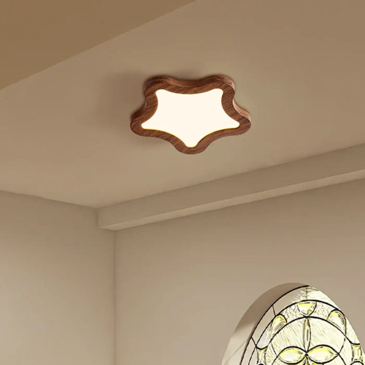 Plafonnier effet bois au style naturel, marron ou blanc, marron