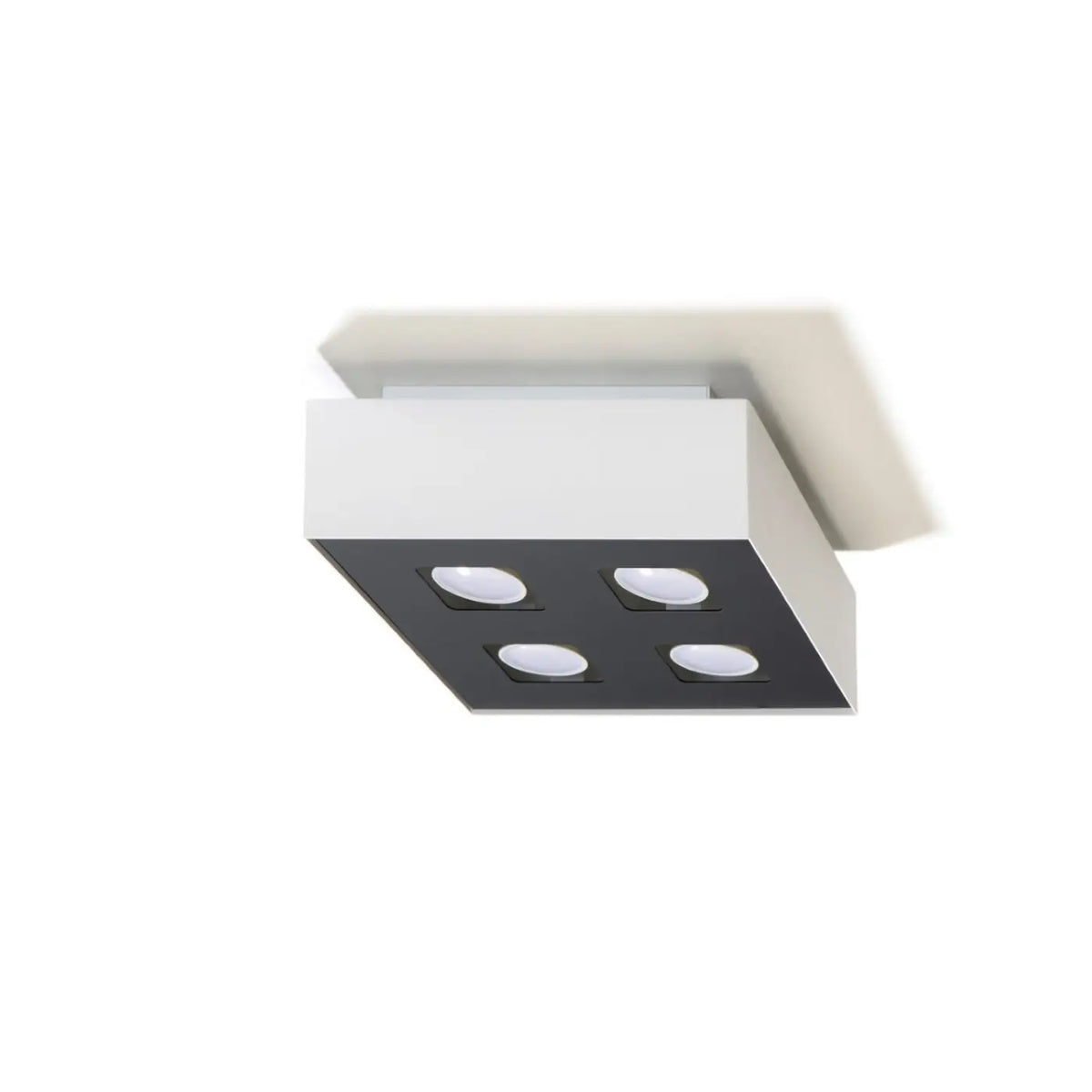 Plafonnier boîtier en acier noir et blanc, 1 à 4 spots GU10, blanc/noir