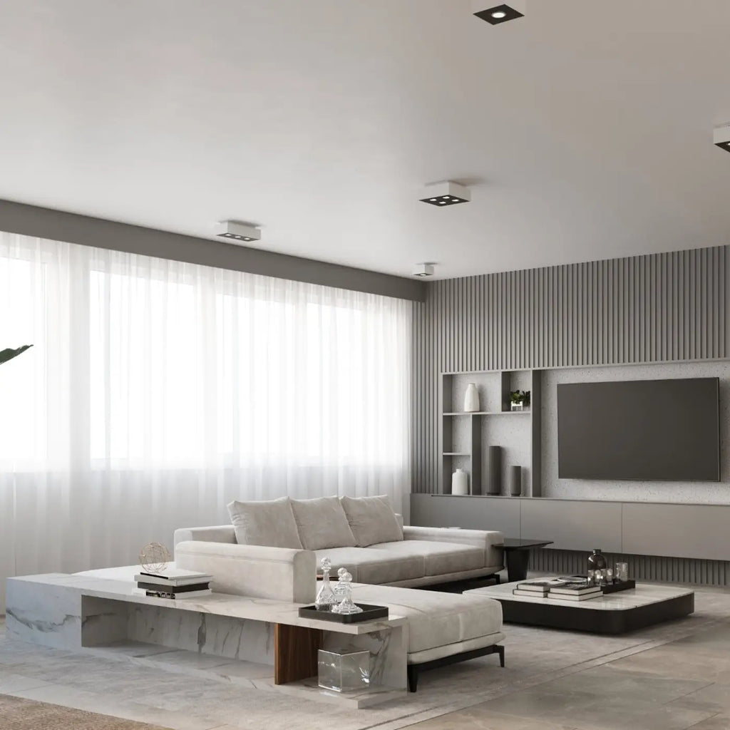 Plafonnier boîtier en acier noir et blanc, 1 à 4 spots GU10