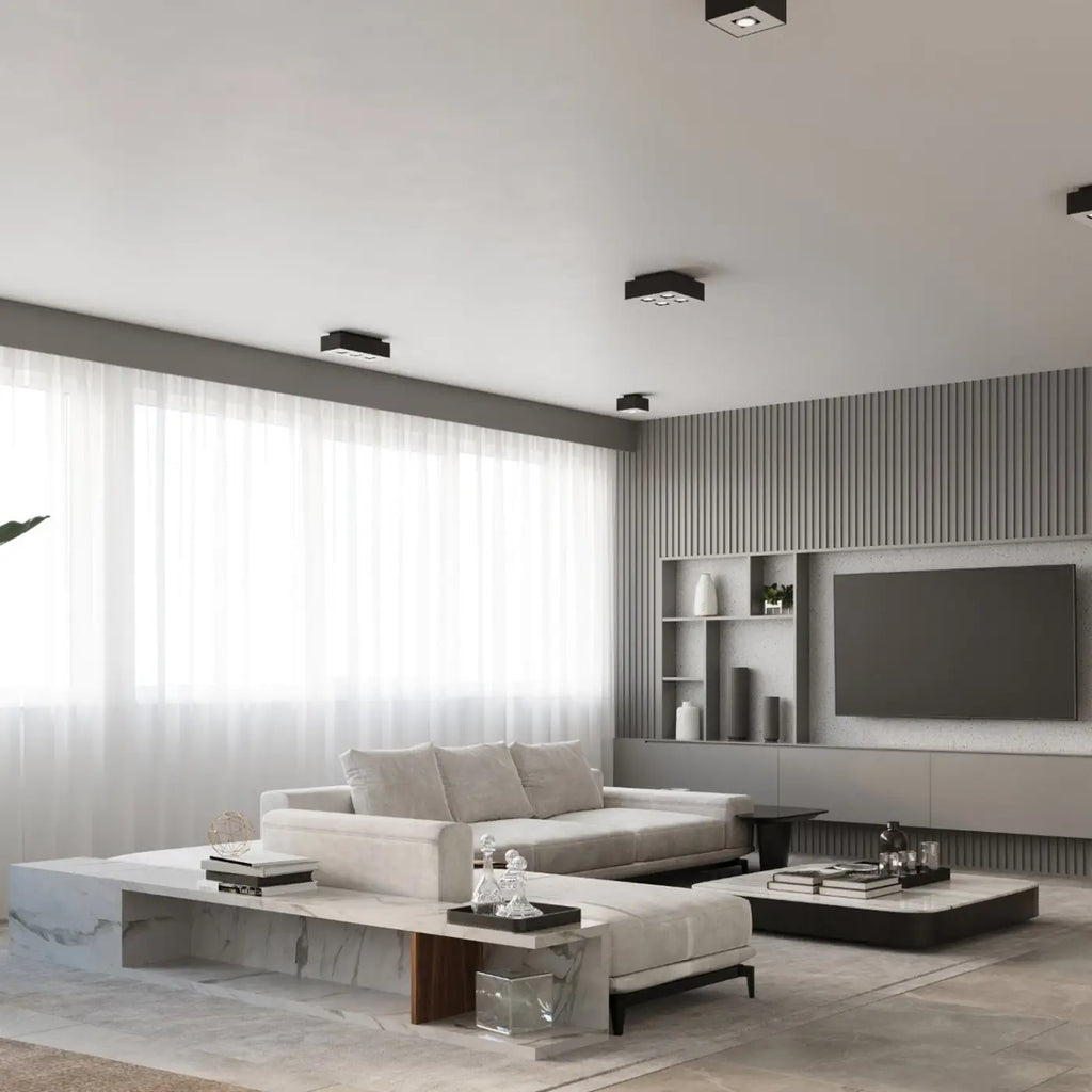 Plafonnier boîtier en acier noir et blanc, 1 à 4 spots GU10
