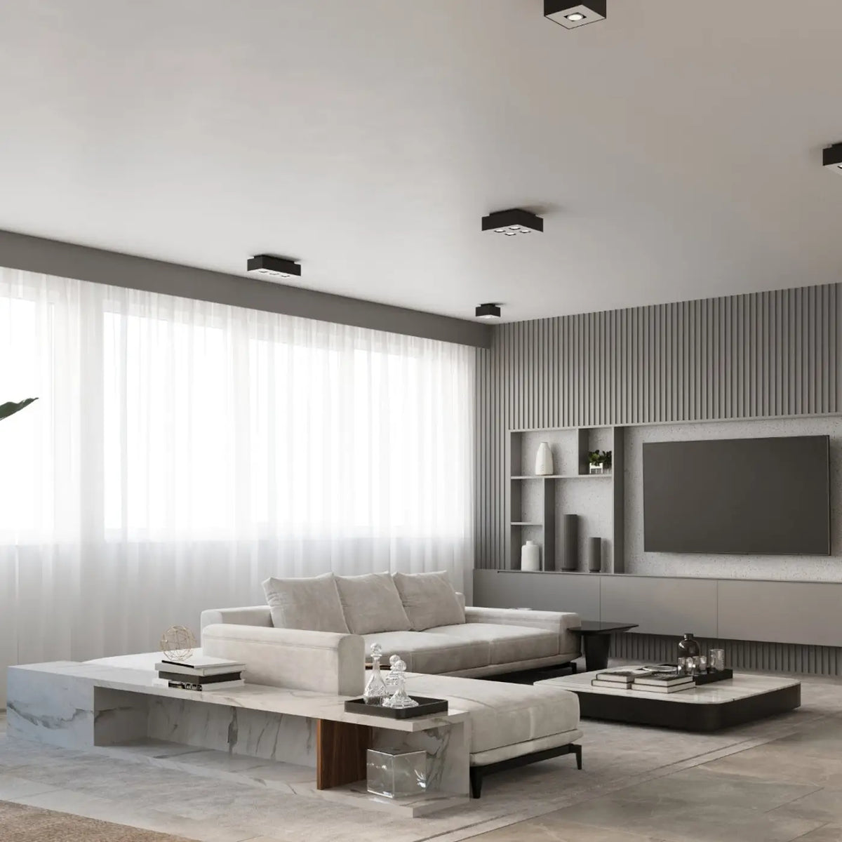 Plafonnier boîtier en acier noir et blanc, 1 à 4 spots GU10