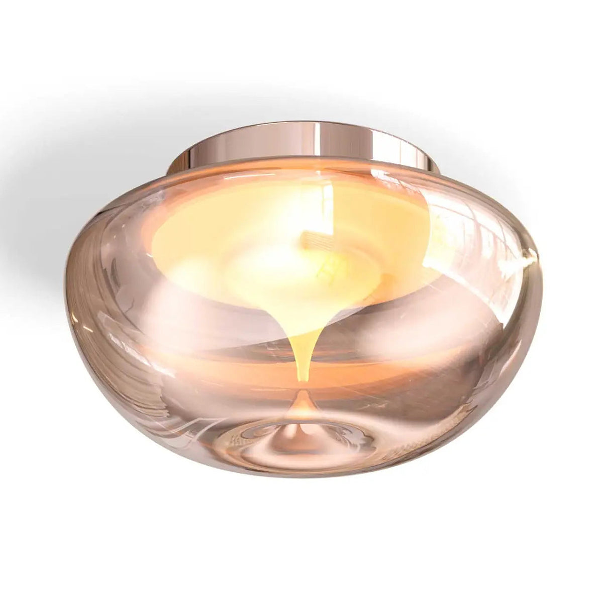 Plafonnier double disque en verre sablé, profil bas, 30 ou 40 cm, rose