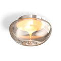 Plafonnier double disque en verre sablé, profil bas, 30 ou 40 cm, argenté