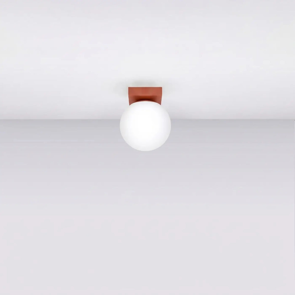 Plafonnier à boules en verre opale sur rampe, de 1 à 6 lumières, rouge ocre