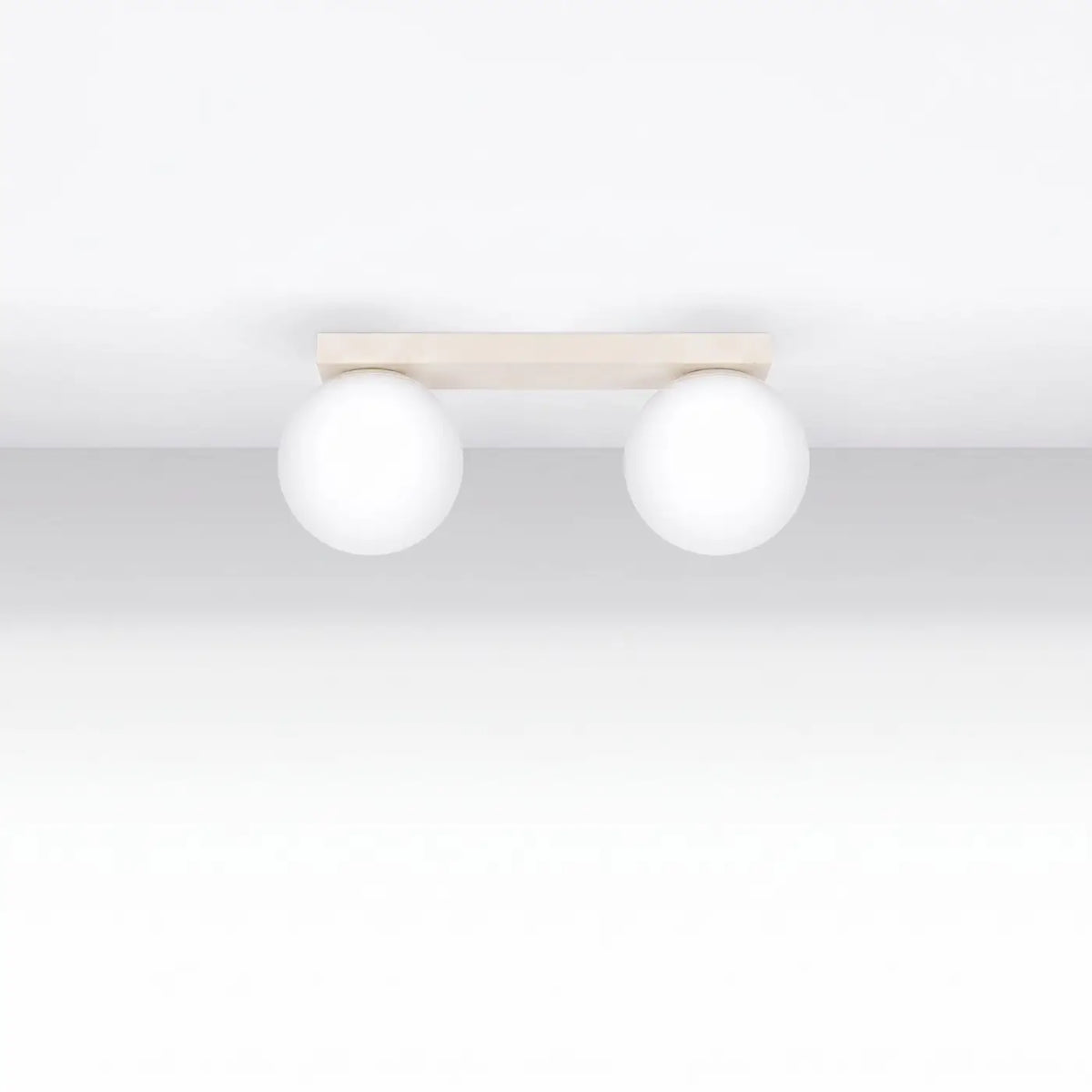 Plafonnier à boules en verre opale sur rampe, de 1 à 6 lumières, beige