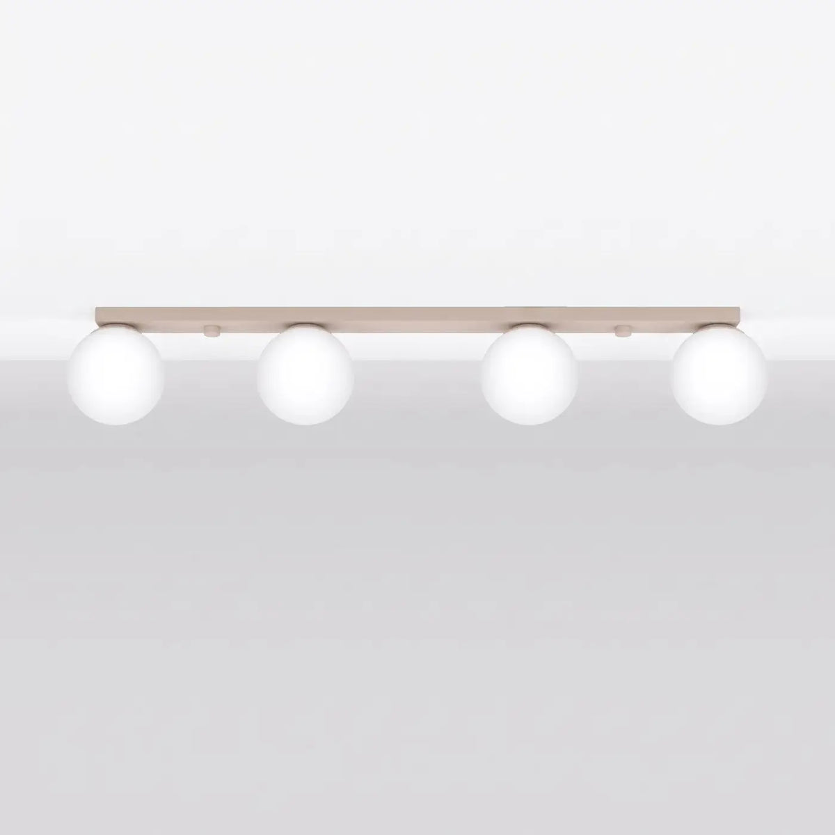 Plafonnier à boules en verre opale sur rampe, de 1 à 6 lumières, taupe