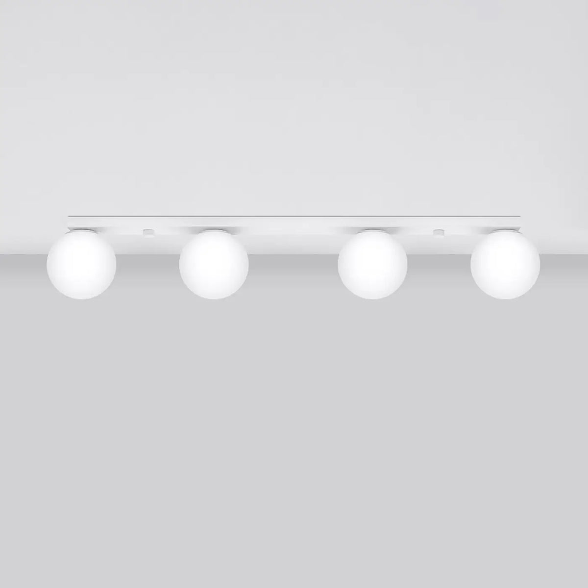 Plafonnier à boules en verre opale sur rampe, de 1 à 6 lumières, blanc