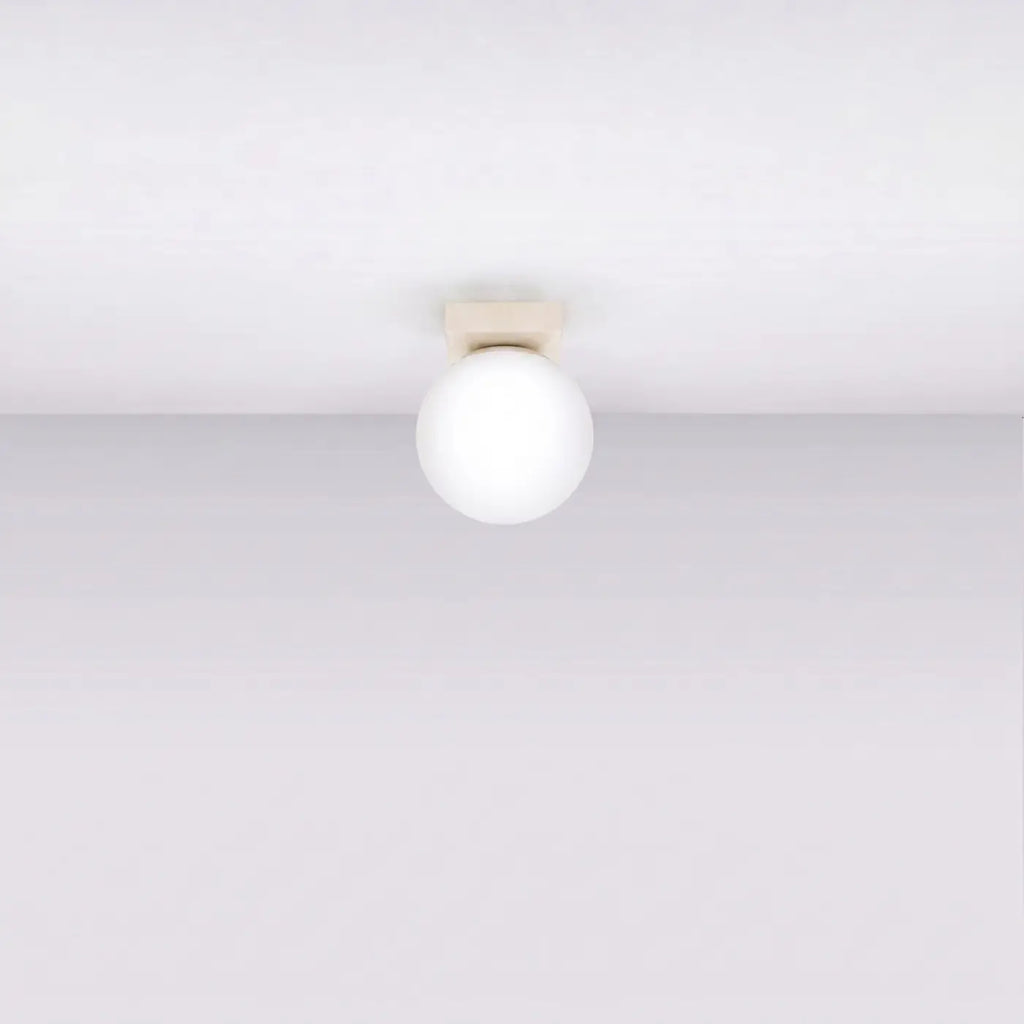 Plafonnier à boules en verre opale sur rampe, de 1 à 6 lumières, beige