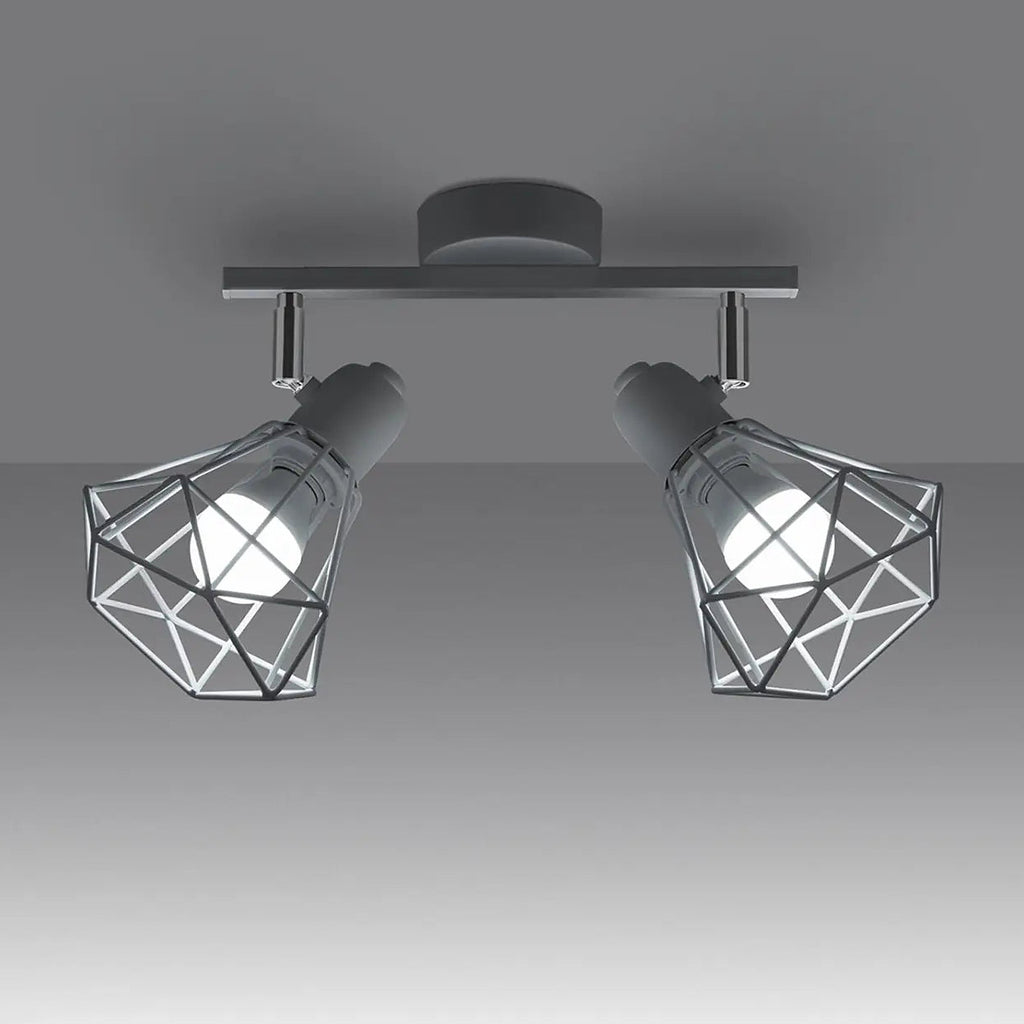 Plafonnier barre à cages diamant en fil d'acier, 2 ou 3 lumières