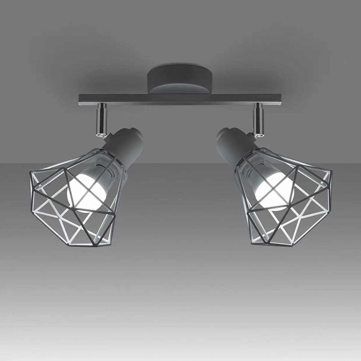 Plafonnier barre à cages diamant en fil d'acier, 2 ou 3 lumières