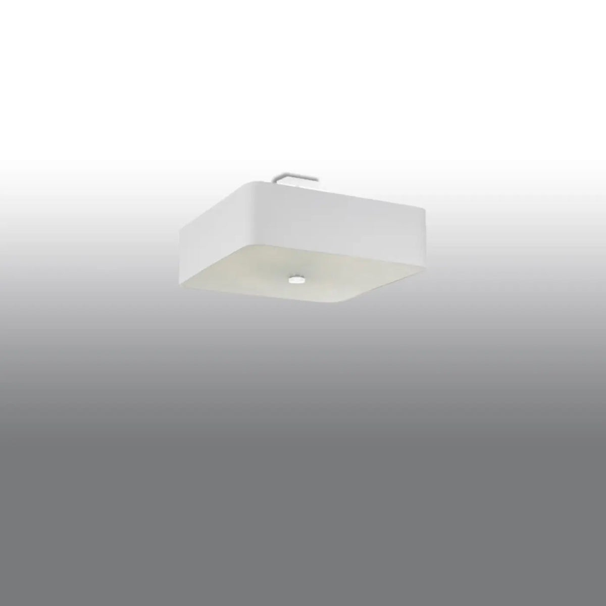 Plafonnier carré en tissu, diffuseur en verre, 45 ou 55 cm, blanc