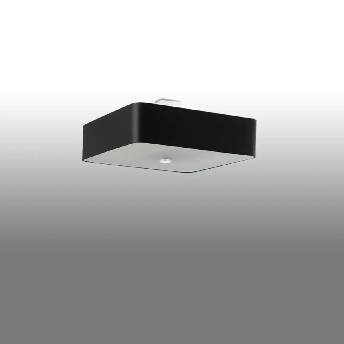 Plafonnier carré en tissu, diffuseur en verre, 45 ou 55 cm, noir