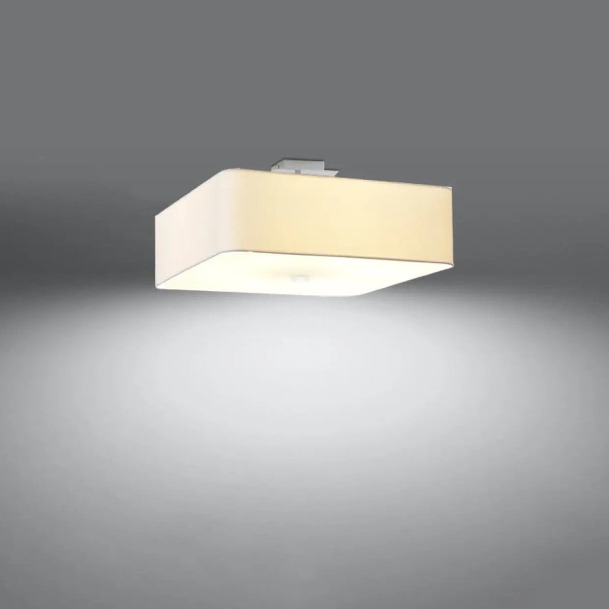 Plafonnier carré en tissu, diffuseur en verre, 45 ou 55 cm
