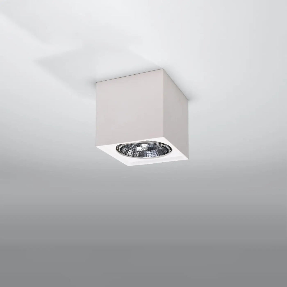 Petit plafonnier carré en céramique blanche, style minimaliste