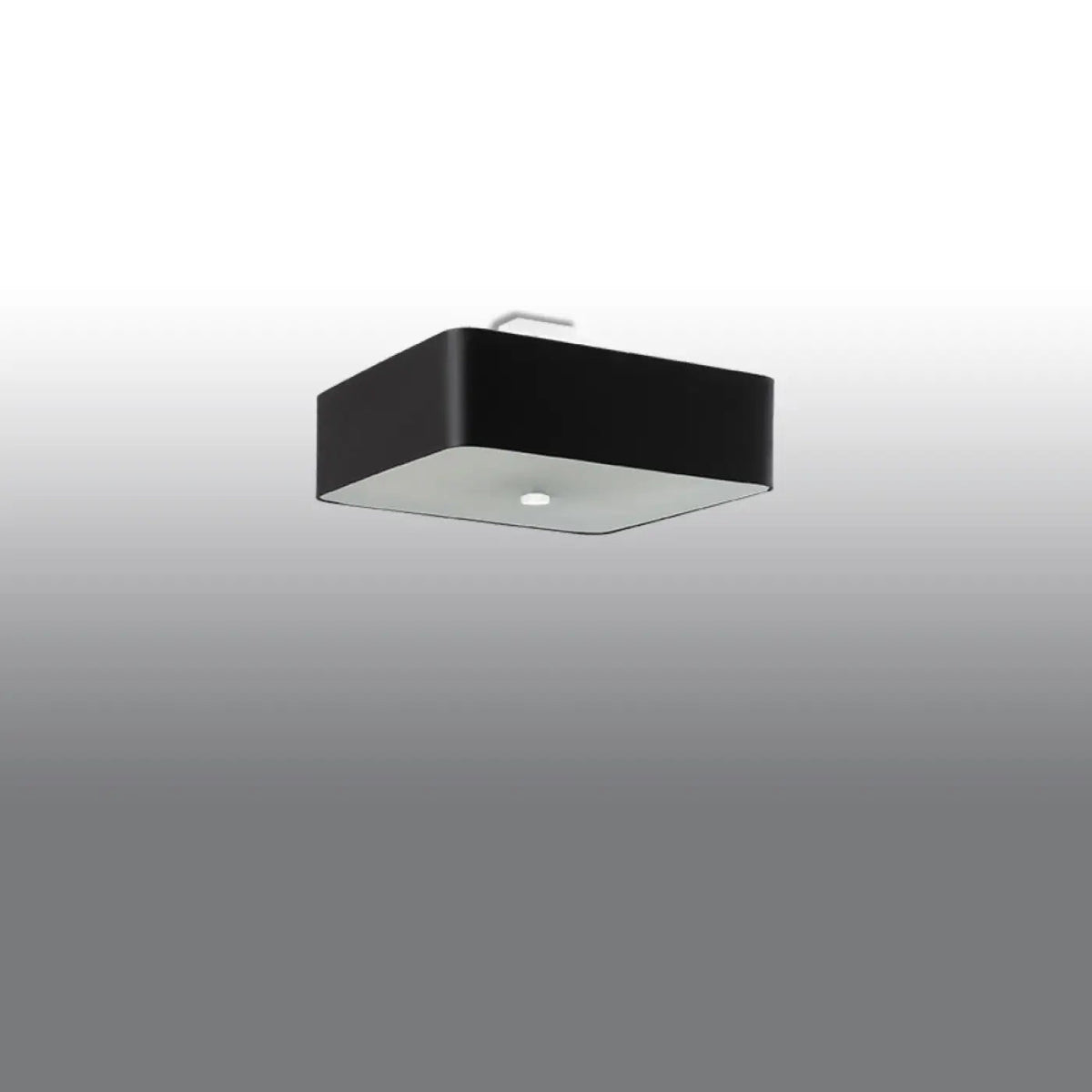 Plafonnier carré noir en tissu et verre, 45 cm, 5 ampoules E27