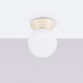 Plafonnier céramique émaillée et globe en verre, IP44, sept couleurs, beige