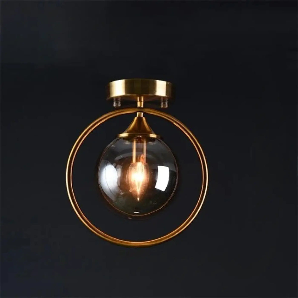 Plafonnier boule en verre, avec ou sans anneau doré