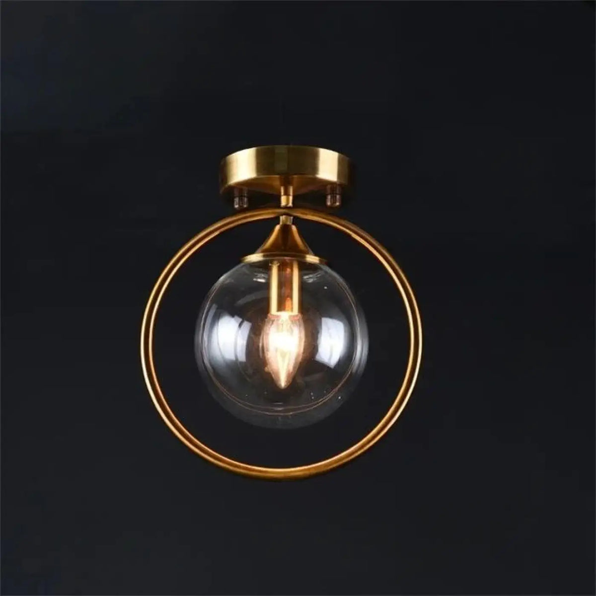 Plafonnier boule en verre, avec ou sans anneau doré