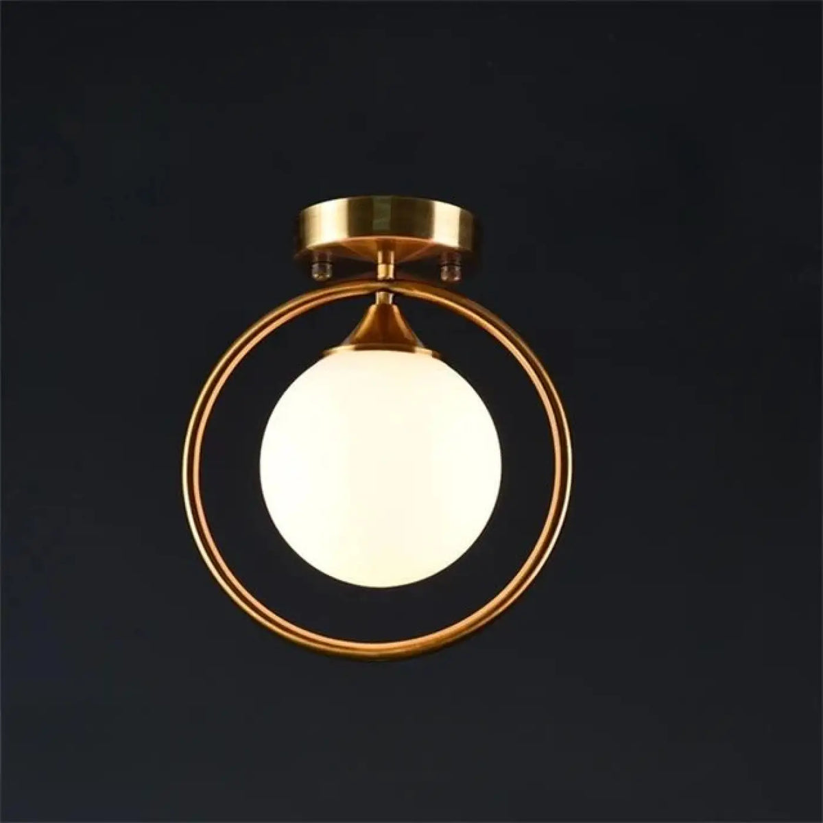 Plafonnier boule en verre, avec ou sans anneau doré