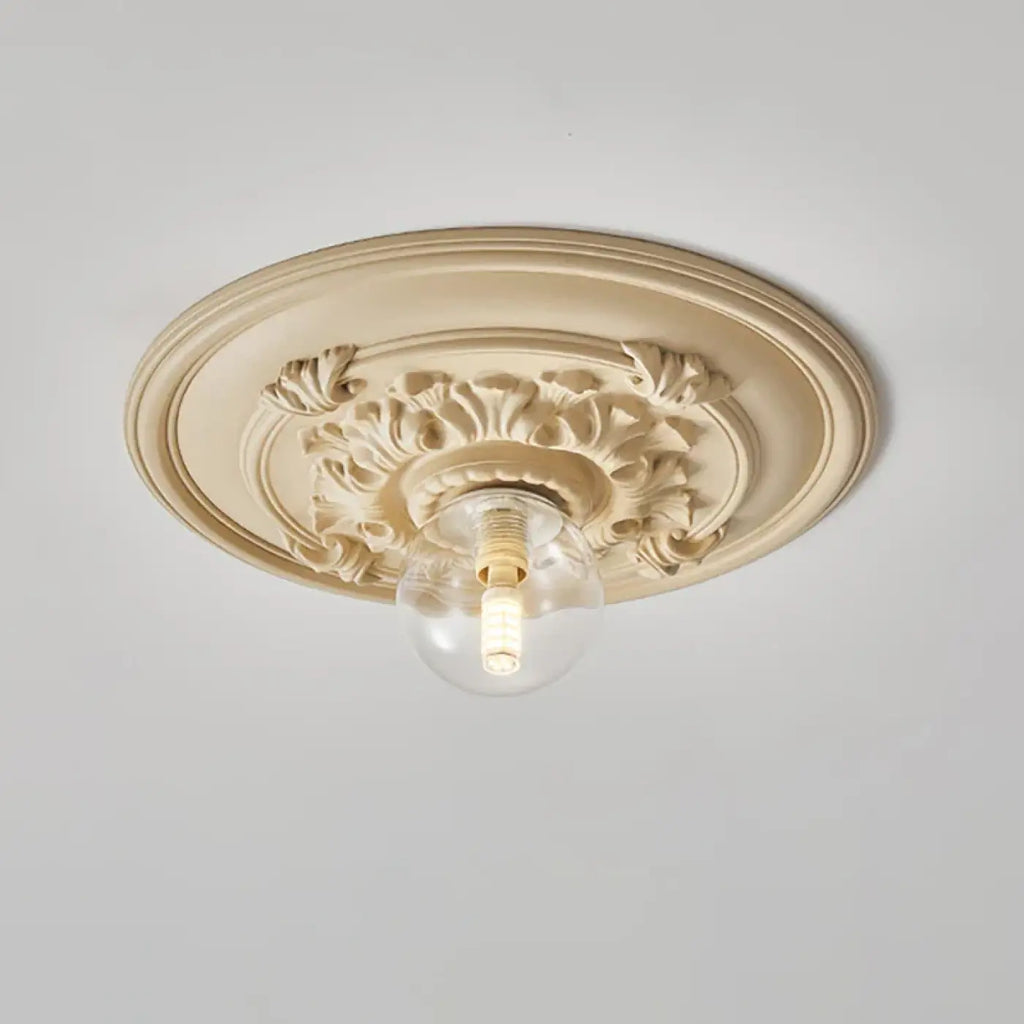Plafonnier classique à rosace décorative, blanc ou beige