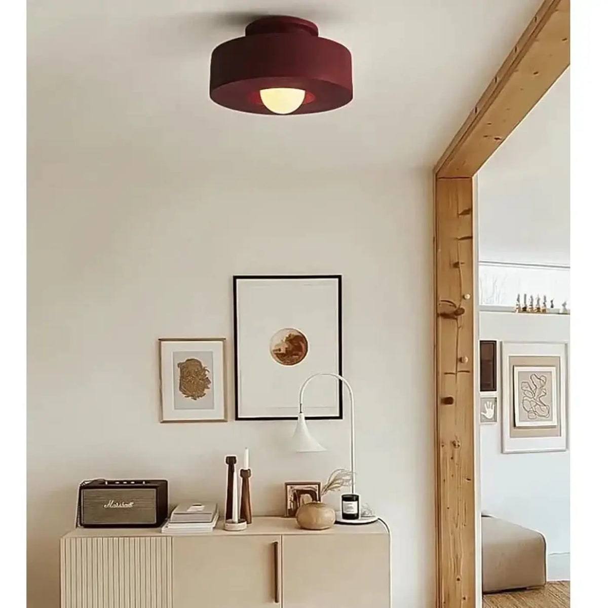 Plafonnier compact style scandinave, vert, rouge ou blanc