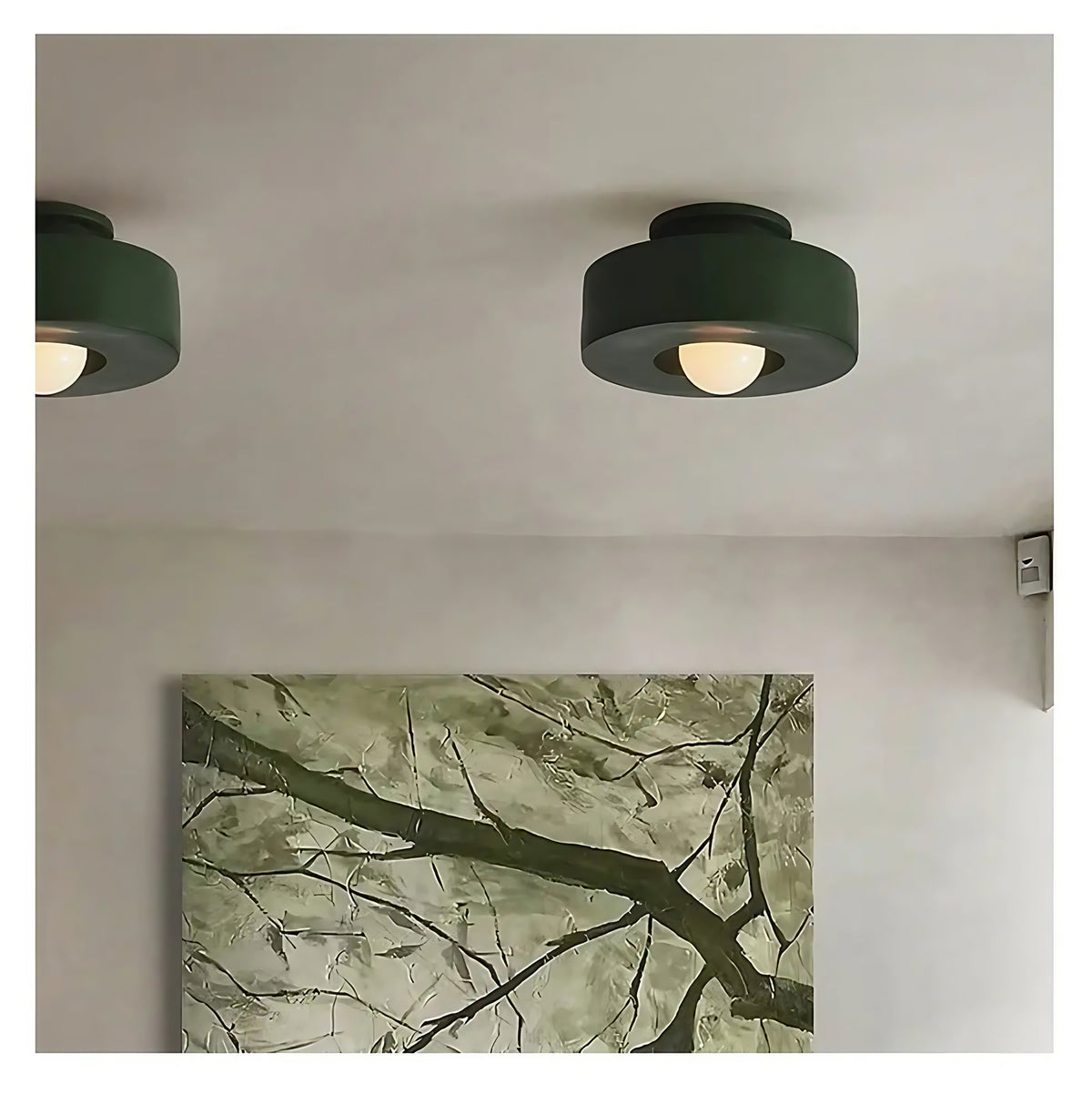 Plafonnier compact style scandinave, vert, rouge ou blanc