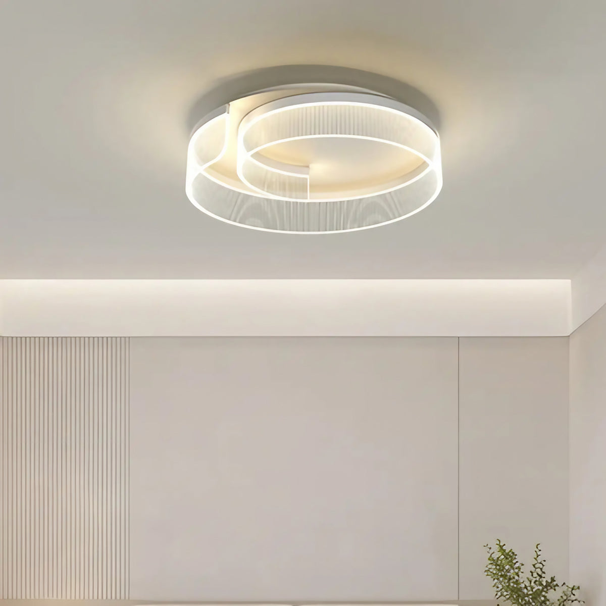 Plafonnier contemporain à cercle lumineux intégré, noir ou blanc