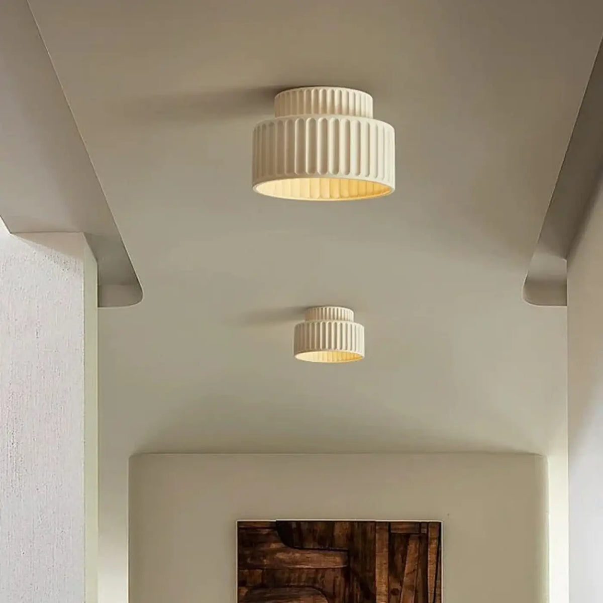 Plafonnier contemporain en beige, blanc ou vert, beige