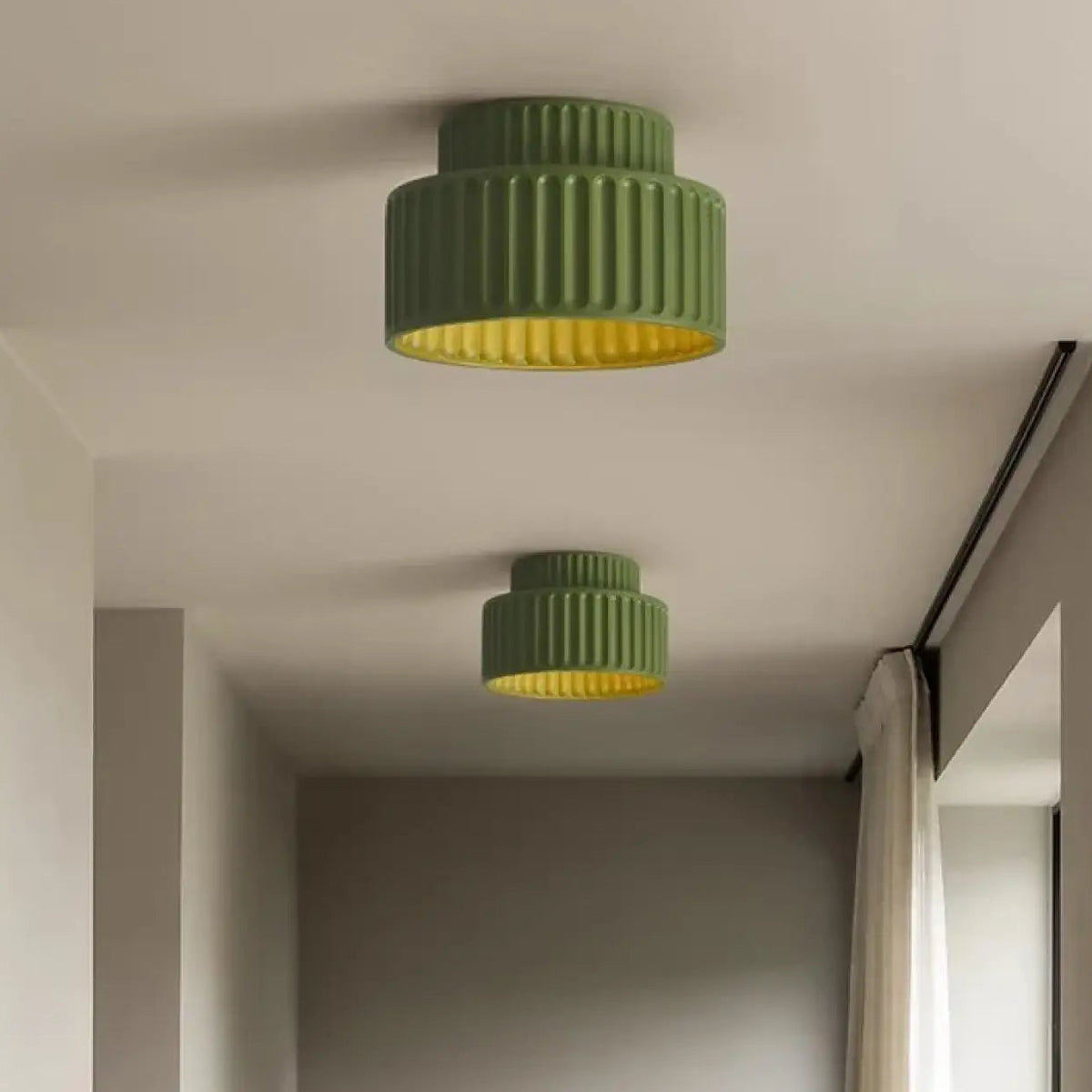 Plafonnier contemporain en beige, blanc ou vert, vert