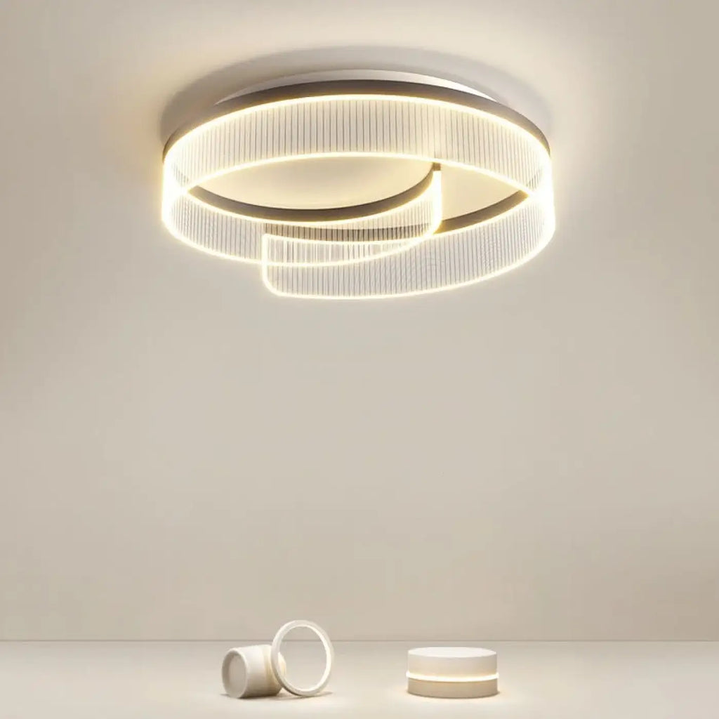 Plafonnier contemporain à cercle lumineux intégré, noir ou blanc