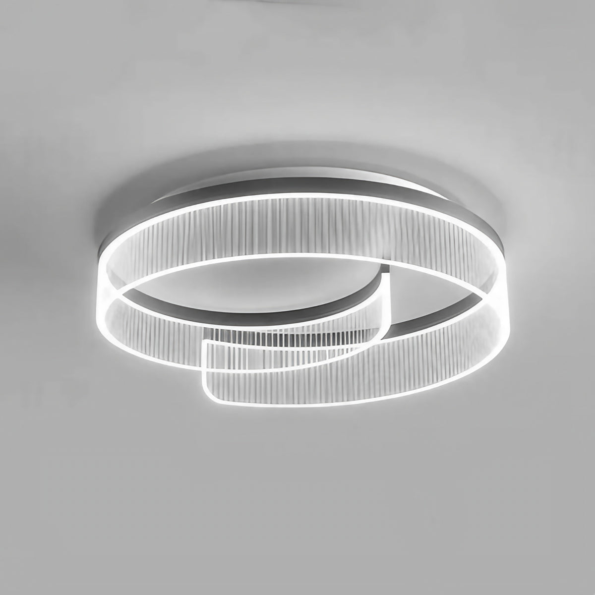 Plafonnier contemporain à cercle lumineux intégré, noir ou blanc, noir