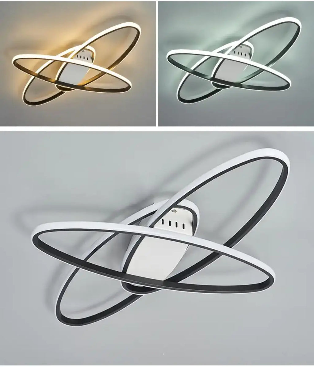 Plafonnier LED à anneaux, noir ou doré, tailles S ou M