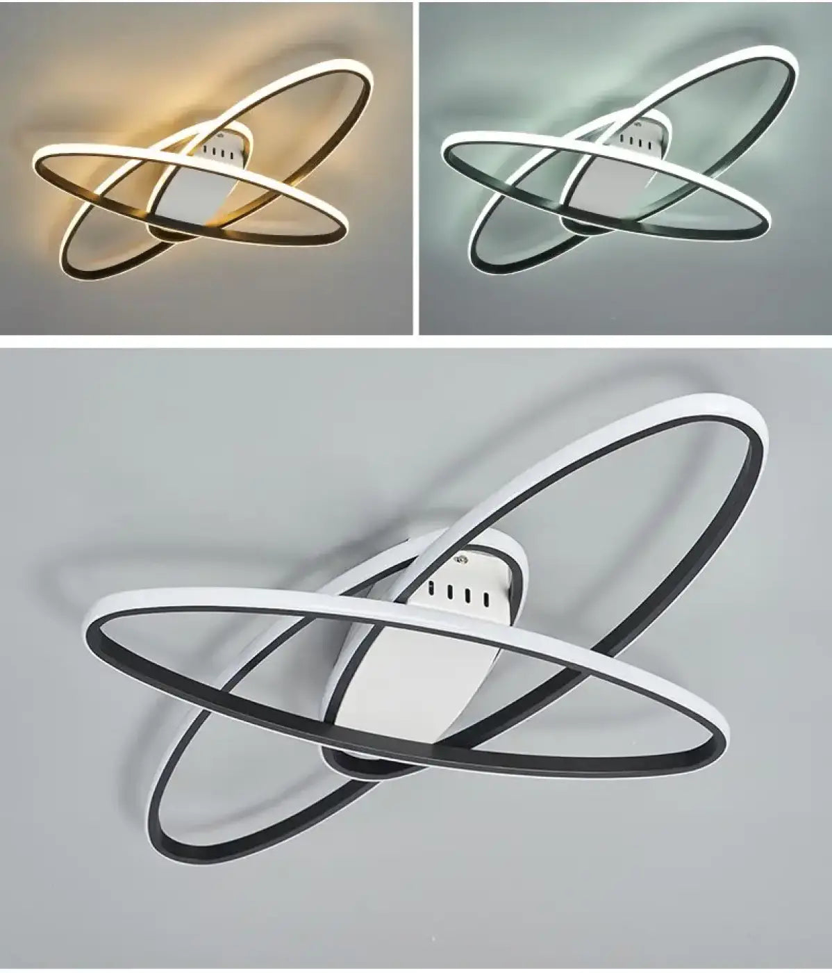 Plafonnier LED à anneaux, noir ou doré, tailles S ou M