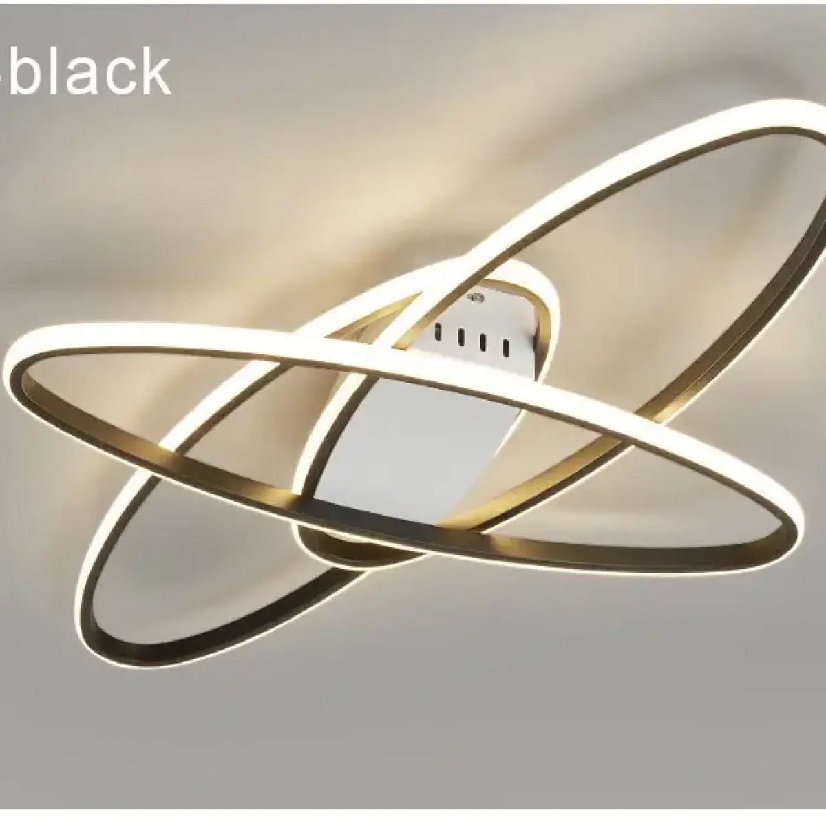 Plafonnier LED à anneaux, noir ou doré, tailles S ou M