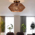 Plafonnier en corde tressée, beige, marron ou noir, beige
