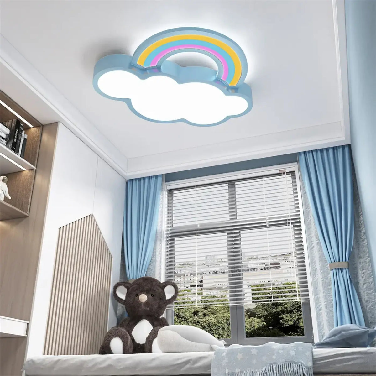 Plafonnier arc-en-ciel pour chambre d'enfant, bleu ou rose, bleu