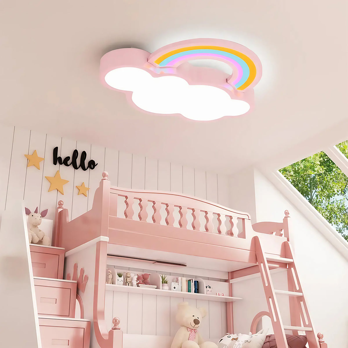 Plafonnier arc-en-ciel pour chambre d'enfant, bleu ou rose, rose