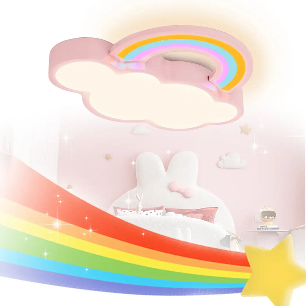 Plafonnier arc-en-ciel pour chambre d'enfant, bleu ou rose
