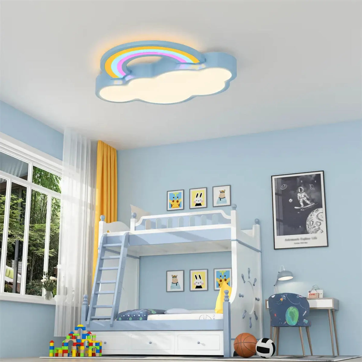 Plafonnier arc-en-ciel pour chambre d'enfant, bleu ou rose