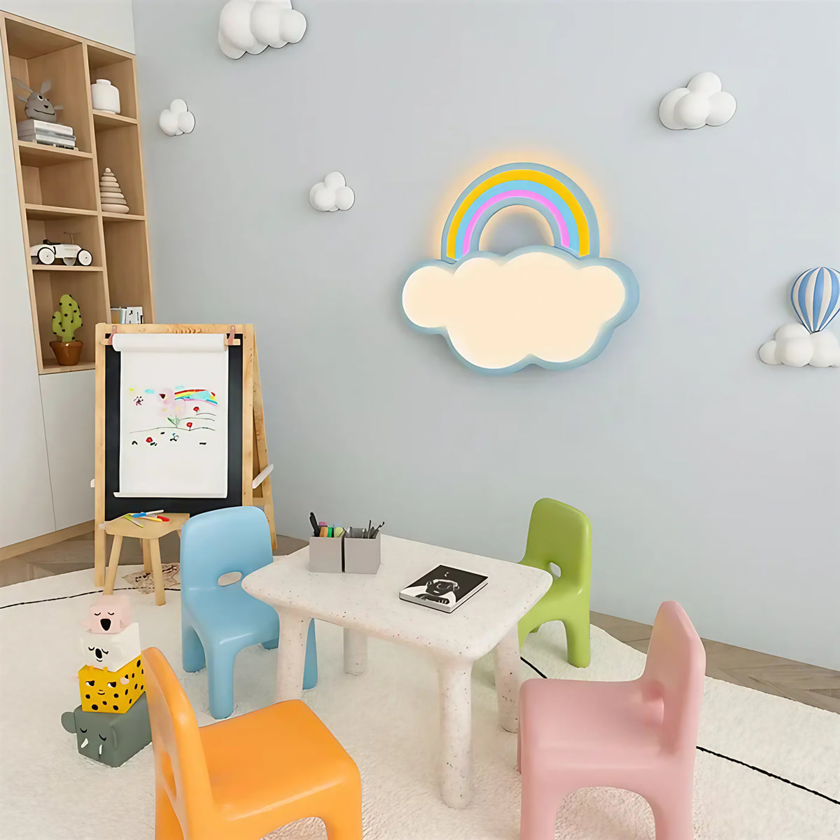 Plafonnier arc-en-ciel pour chambre d'enfant, bleu ou rose